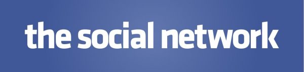 A text that reads "the social network" in a blue background