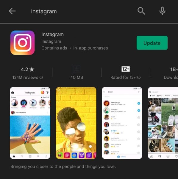 Update Instagram if it keeps showing you the "User Not Found" error